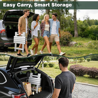 SUNNYFEEL Folding Camping Table - Lightweight Aluminum Portable Picnic Table, 18.5x18.5x24.5 Inch for Cooking, Beach, Hiking, Travel, Fishing, BBQ, Indoor Outdoor Small Foldable Camp Tables