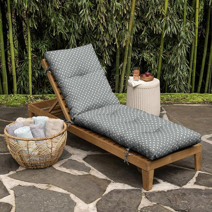 Arden Outdoor Tufted Chaise Cushion, earthFIBER, 22x76, Stone Grey Dot | Plush Comfort, Modern Tuft, Lounge Cushion, Rain-Proof, Fade Resistant, Cushion for Chaise Lounger, Mold and Mildew Resistant
