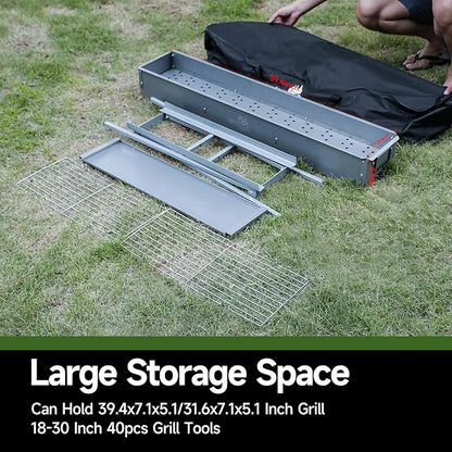 WILLBBQ Charcoal Grills (31.6x7.1x5.1 inch With Accessories) and Grill Storage Bag