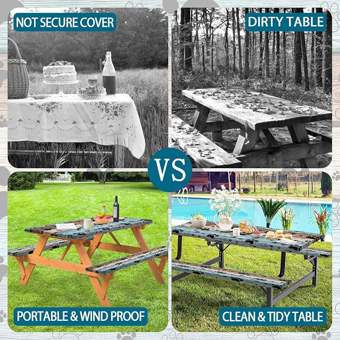 JAWO Picnic Table Cover with Bench Covers
