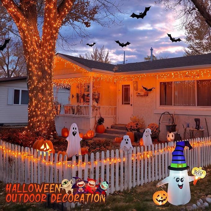 JMEXSUSS 200 LED Orange Halloween String Lights Outdoor Indoor Plug in | Connectable Orange Christmas Lights Clear Wire, Fall Light for Fireplace Tree Garden Patio Thanksgiving Fall Halloween Decor