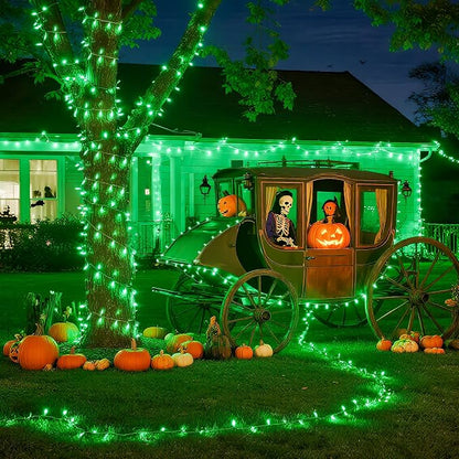 JMEXSUSS 33ft 100 LED Green Battery Operated Lights for Halloween Decor | Green Christmas Lights Battery Operated, Halloween string Lights Indoor Outdoor for Tree House Yard Xmas