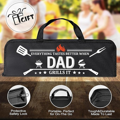 Dad Gifts from Daughter, Dad Grilling Accessories Fathers Day, Heavy Duty Stainless Steel Grill Set BBQ Grill Tools for Outdoor Grill with Aluminum Case, Grill Utensils Set Ideal Grilling Gifts