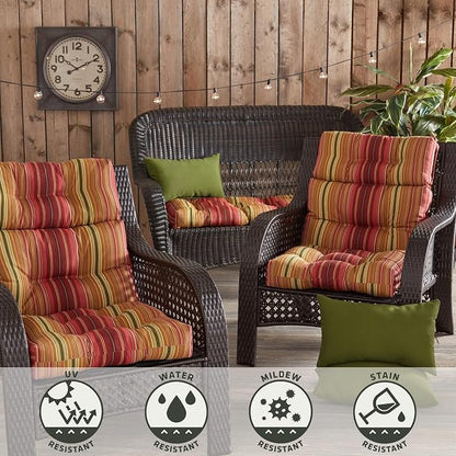 Greendale Home Fashions Cinnamon Stripe 44'' x 22'' Outdoor High Back Chair Cushion