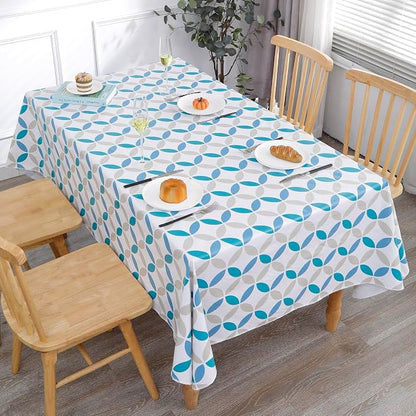 Walrus Heavy Duty Vinyl Tablecloth with Flannel Backing Waterproof Oil-Proof Plastic Table Cloth Stain-Resistant Wipeable Table Cover for Indoor and Outdoor (Geometric Leaf,54x54 Inch)
