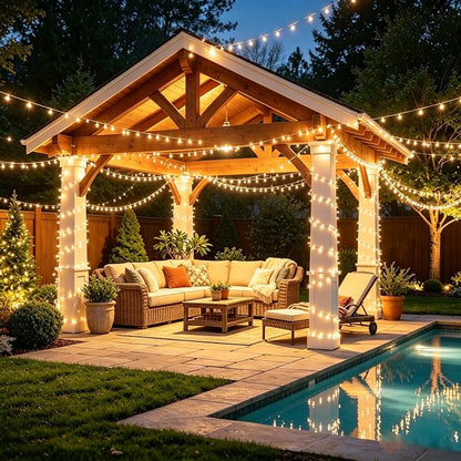 KNONEW 403ft 1000 LED Christmas String Lights Outdoor 8 Modes & Timer Fairy Light Plug in Waterproof LED Wedding Lights for Xmas Yard Tree Party Holiday Decor (Warm White)