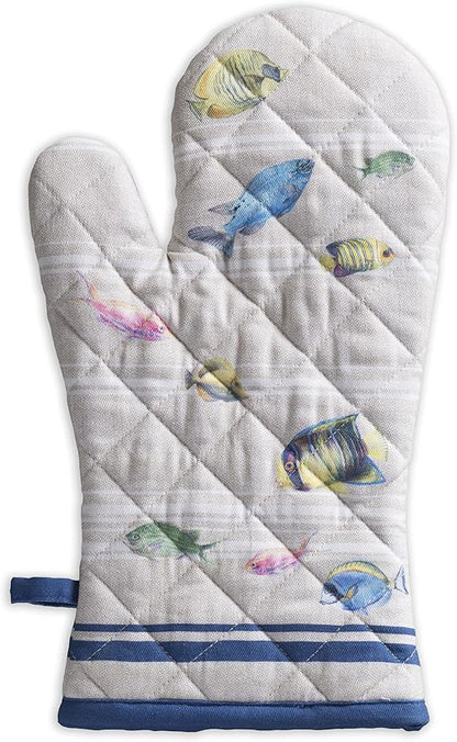 Maison d'Hermine Oven Gloves 100% Cotton Oven Mitt (7" x 13", Pack of 1) | With Loop Heat Resistant BBQ Cooking Gloves Baking Grilling Kitchen Handling Hot Pans Spring Summer - Poisson