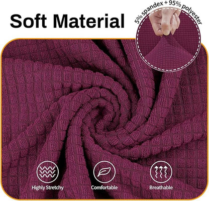 Asnomy Stretch Couch Covers Washable, loveseat Cover Slipcovers,Wine Red | 1-Piece Sofa Cover(55"-78") loveseat cover Furniture Protector Soft Jacquard,Non-Slip Elastic Bottom for Dogs & Kids
