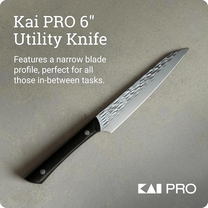 Kai PRO 6" Utility Knife | Hand Sharpened Japanese Kitchen Knife, Japanese AUS6M Stainless Steel Blade, Full-Tang POM Handle