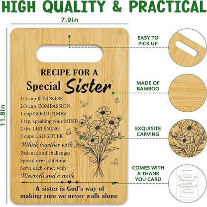 Gifts for Sister, Ricepe Bamboo Cutting Board, Charcuterie Board for Kitchen Decor, Birthday Christmas Gift For Sister, Sister in Law -11
