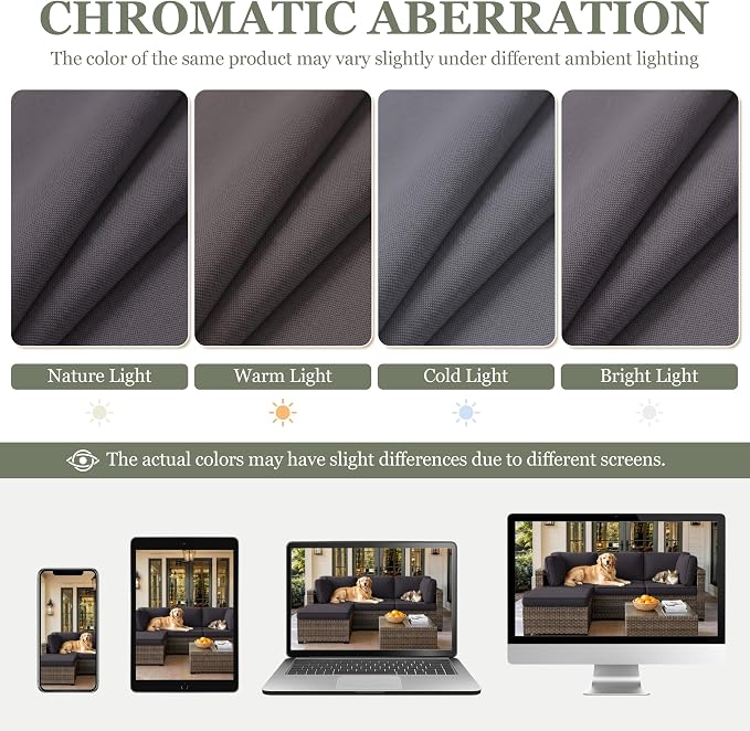 9 Pcs Outdoor Patio Cushions Covers Replacement Sets, Covers Only | 9 Pcs Patio Cushions Covers Replacement UV Resistant, Water Anti-Slip, Heavy-Duty Zippers for 5 Pcs Patio Furniture Set