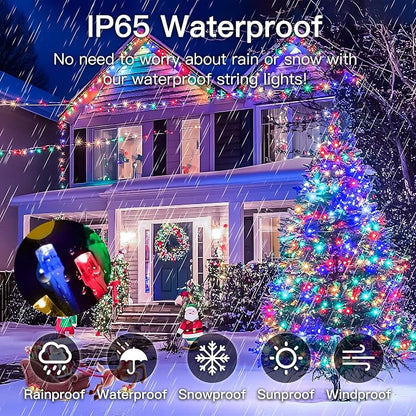 33FT 100 LED Multicolor Christmas Fairy Twinkle String Lights Indoor | 8 Modes with Memory, Connectable, IP65 Waterproof, Transparent Wire, Up to 5 Sets, Widely use for Classroom, Bedroom, dorm