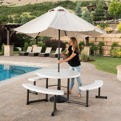 Lifetime Picnic Table 22127 44-inch Round Top Swivel Benches Almond Color Top