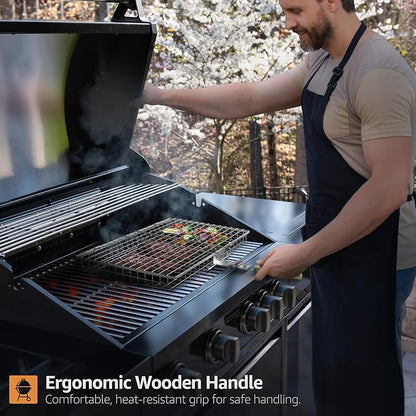 Sorbus Grill Basket - Stainless Steel Large Folding Barbecue Grilling Basket with Handle, Portable BBQ Accessories for Fish, Shrimp, Vegetables, Grilling Accessories, Gifts for Outdoor Cooking Camping (1 Pack)