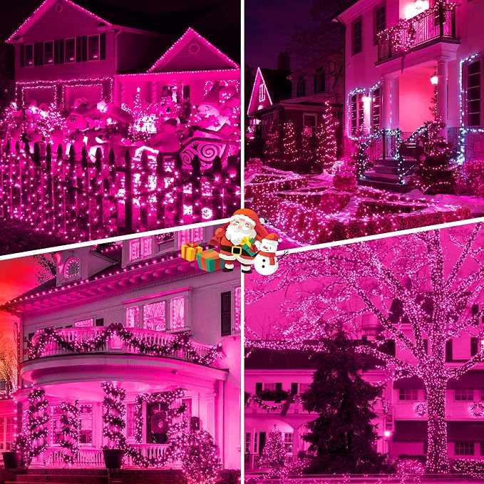 164 FT 500 LED Pink String Lights, Plug in Fairy Lights with 8 Modes, Waterproof Twinkle Light for Bedroom, Christmas Tree, Valentine's Day, Wedding Party, Halloween Decor
