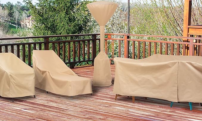Modern Leisure 8576A Patio Table and Chairs Cover, Outdoor Furniture Set Cover, Waterproof, 76 L x 115 W x 30 H inches, Extra Large, Tan Khaki