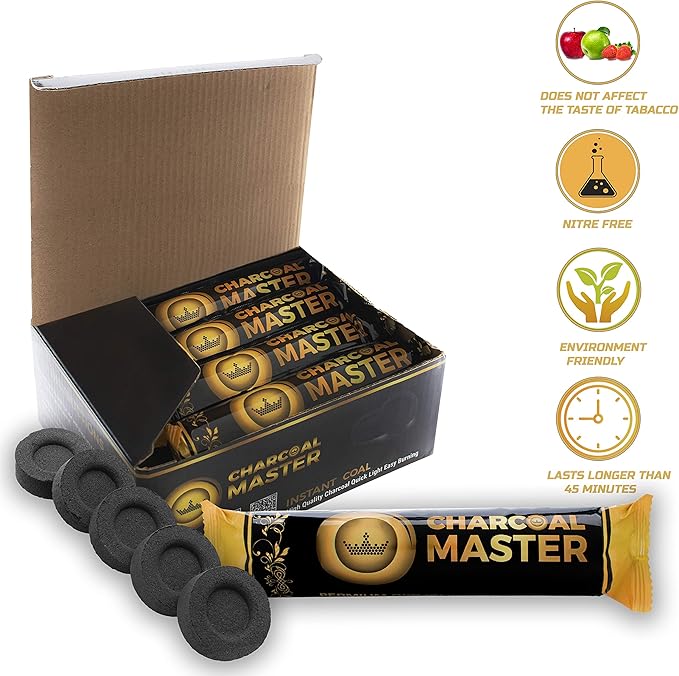 Instant Hookah Coals Light –Incense Instant Coal Disks – Coal Tablets – Charcoal Disks –Set of 100Coal Rolls –33 mm Quick Light Charcoal Briquettes – Natural Coal Disks –Slow Burn and Low Smoke (2400)
