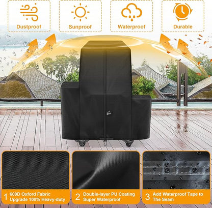 600D Heavy Duty Pellet Grill Cover for Pit Boss Lockhart, Waterproof Wood Pellet Smoker Cover with Windproof Buckles, UV Resistant, No Tear, No Fading