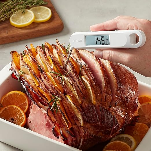 Taylor Folding Stem Display Food Instant Read Digital Thermometer, 0.7 Inch LCD Readout, White (1476WH)
