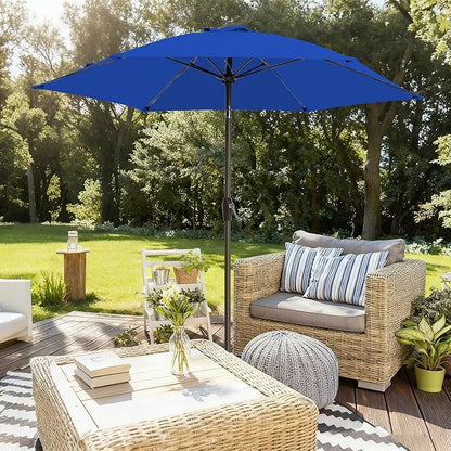 7.5FT Large Outdoor Patio Umbrella with Crank & Tilt - Durable Market Umbrella for Outdoor Patio with 6 Fiberglass Ribs for Poolside,Deck,Yard,Garden