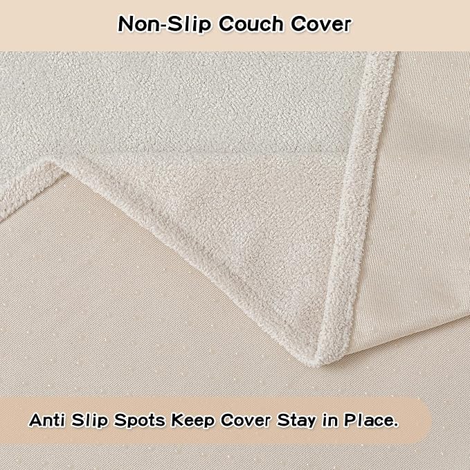 MEETSKY Chair Cover Cat Scratch Proof Recliner Chair Covers, Oversized Armchair Sofa Covers Washable Sofa Slipcover for Single Couch, Soft Small Couch Slipcover for Pets Dogs, 71" x 91", Creamy White