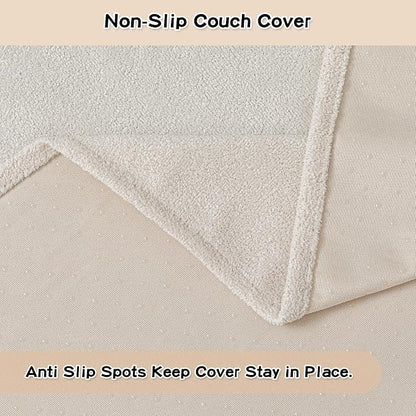MEETSKY Chair Cover Cat Scratch Proof Recliner Chair Covers, Oversized Armchair Sofa Covers Washable Sofa Slipcover for Single Couch, Soft Small Couch Slipcover for Pets Dogs, 71" x 91", Creamy White