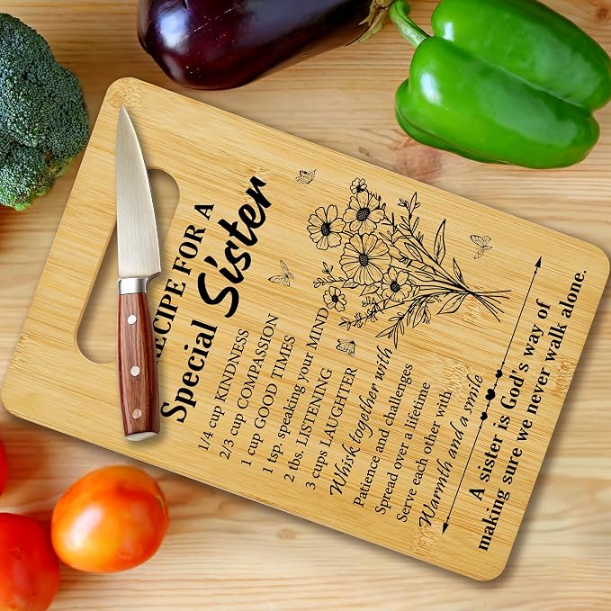 Gifts for Sister, Ricepe Bamboo Cutting Board, Charcuterie Board for Kitchen Decor, Birthday Christmas Gift For Sister, Sister in Law -11