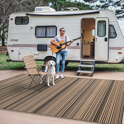 GENIMO Outdoor Rug, Waterproof Plastic Rugs for Patio, 8'x10' Light Brown | Outside Larger Modern Carpet Mat for Porch Decor, Deck, Balcony, Camping, RV, Backyard, Picnic, Beach, Reversible, Foldable
