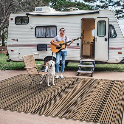 GENIMO Outdoor Rug, Waterproof Plastic Rugs for Patio, 5'x8' Light Brown | Outside Larger Modern Carpet Mat for Porch Decor, Deck, Balcony, Camping, RV, Backyard, Picnic, Beach, Reversible, Foldable