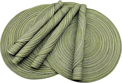 Red-A, Placemats, Round Placemats for Dining Table Set of 8 Woven Heat Resistant Non-Slip Kitchen Table Mats Diameter 14 Inch(Green)