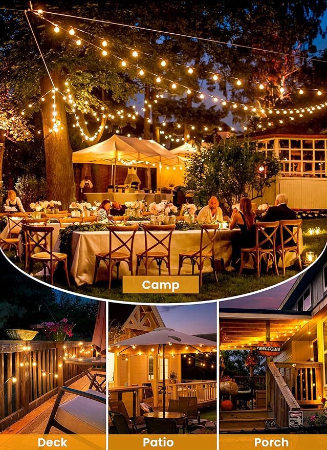 Brightown 38FT 16LED Solar String Lights Outdoor with Remote & USB Port, Shatterproof Bulbs, Dimmable & Timable, 3 Modes, Patio Lights Solar Powered with Mount Clips for Camping Backyard Garden Decor