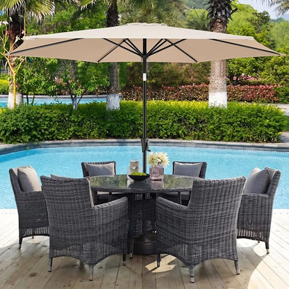 10 ft Patio Umbrella Outdoor with Push Button Tilt, Beige | UV Protection, Waterproof, Large Porch Deck Umbrella for Pool, Table, Garden, Backyard, Provides Shade