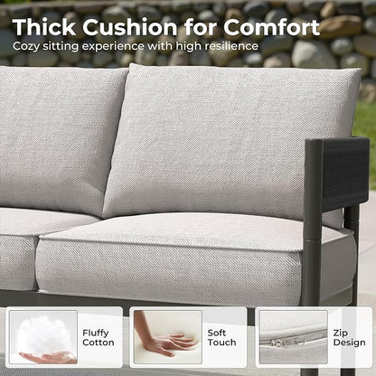 Gand Patio Outdoor Loveseat,Wicker Conversation Set with Thick Cushion for Porch, Garden, Yard