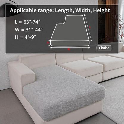 OHSIO Couch Cushion Covers for Sectional Sofa, Stretch Soft Sofa Slipcovers Washable Wear-Resistant Universal Furniture Protector for Living Room(1 Piece Chaise Cover, Light Gray)