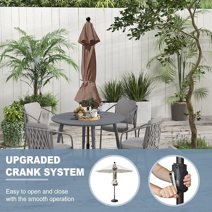 EliteShade USA 10-Year-Non-Fading 10Ft Market Patio Umbrella, UPF 50+ UV Protection Performance Sun Umbrella, Heavy Duty Commercial Grade Outdoor Table Umbrella with Crank, Windproof Vented Top for Garden, Pool, Deck and Outdoor Playsets, No Tilt, Mush...