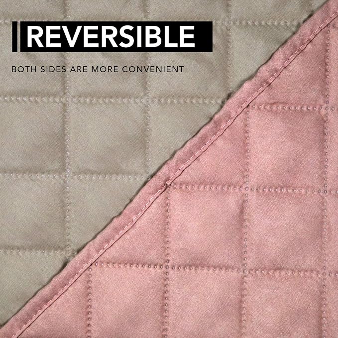 Easy-Going Reversible Couch Cover, Oversized Recliner, Pink/Beige | Machine Washable Slipcover For Dogs, Water Resistant Furniture Mat For Living Room, Non-Slip Sofa Cover, Pet Friendly