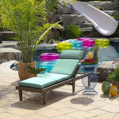 Arden Outdoor Chaise Cushion, 22 x 77, Rain-Proof, Fade Resistant Aqua Leala | Lounge Cushion, Rain-Proof, Fade Resistant, Mold and Mildew Resistant