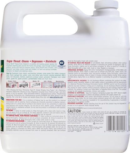 Spray Nine 26801-4PK Heavy Duty Cleaner, Degreaser & Disinfectant for Home, Yard Equipment, Automotive & More - Refill for Spray Bottle 1 Gallon (Pack of 4)