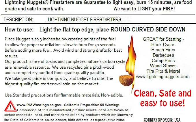 Lightning Nuggets Firestarter for Charcoal Fuel