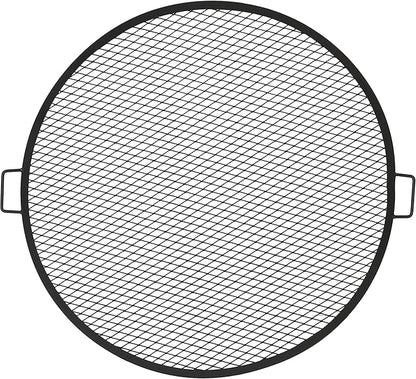 Sunnydaze X-Marks Outdoor Fire Pit Grill Grate for Cooking - Round Fire Pit Grate - Steel Campfire BBQ Grill with Handles - 37.5-Inch