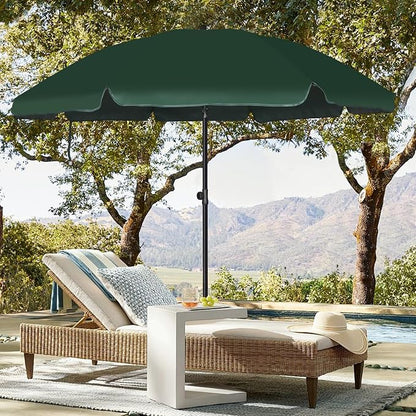 Blissun 6.5ft Patio Umbrella with Push Button Tilt & Height Adjustable, UV50+ Sun Protection with Sturdy Fiberglass Ribs & Iron Pole, Market Umbrella for Outdoor Table Garden Backyard Beach