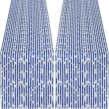 4th of July Table Runner Independence Day Decoration 13x84inch American Flag Star Dresser Scarves Holiday Table Runners Stain Resistant Party Celebrations Pack of 2 Blue