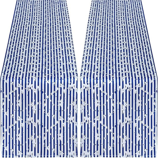 4th of July Table Runner Independence Day Decoration 13x84inch American Flag Star Dresser Scarves Holiday Table Runners Stain Resistant Party Celebrations Pack of 2 Blue