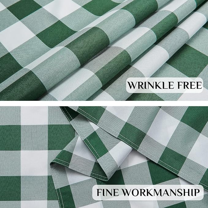 Softalker Gingham Checkered Tablecloth Rectangle - Outdoor Waterproof Buffalo Plaid Table Cloth, Stain Resistant Washable Table Cover for Picnic, Camping - Green and White, 2 Pack - 60 x 120 Inch