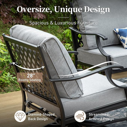 SUNSHINE VALLEY Metal Patio Sofa with 5.75" Extra Thick Waterproof Cushion, 3-Seater High-Back Outdoor Couch All Weather Outdoor Seating for Backyard Deck Front Porch, Gray
