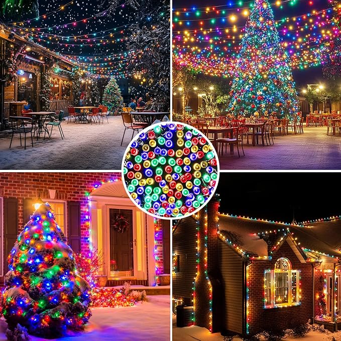 2 Pack Super-Long Solar String Lights Total 170Ft 480 LED 8 Modes Outdoor Waterproof Solar Powered Christmas Fairy Lights for Xmas Tree Garden Home Lawn Wedding Party Decor (Multi Color)