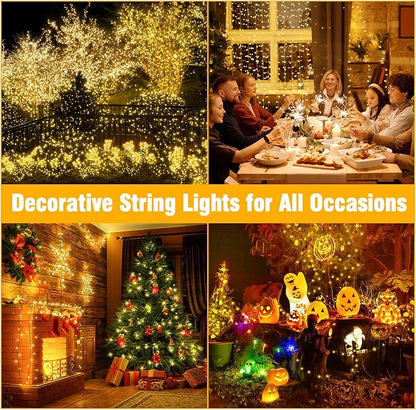 Nisocy LED Christmas Connectable String Lights Outdoor Waterproof – Warm White Fairy Lights with Plug, Tree Lights for Patio, Garden, Bedroom, Wedding, Party, Decor (66FT)