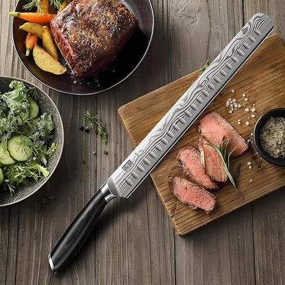 HOSHANHO 12 Inch Carving Knife, Razor Sharp Brisket Knife with Pakkawood Handle, Japanese High Carbon Powder Steel Slicing Knives for BBQ Brisket Turkey Ham Rib Roast