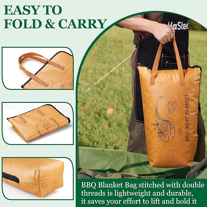 21.5in BBQ Blanket for Resting Meat, HaSteeL Insulated Brisket Resting Bag with Wide Mouth, BBQ Smoker Accessories Barbecue Tool for Brisket/Pork/Turkey, BBQ Gifts for Men