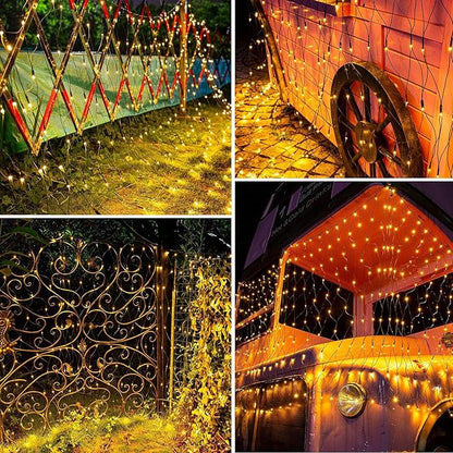 Joomer Christmas Net Lights - 12FT x 5FT 360 LED Plug-in Mesh Lights, Waterproof with 8 Modes, Timer, Connectable for Bushes, Trees, Garden, Outdoor Christmas Decor (Green Wire, Warm White)
